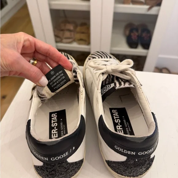 Golden Goose White and Black Zebra Print Sneakers - Picture 3 of 7